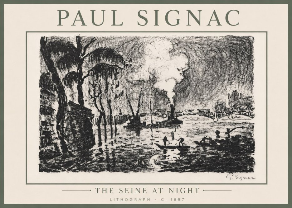 Signac The Seine at Night No6 - Plakat