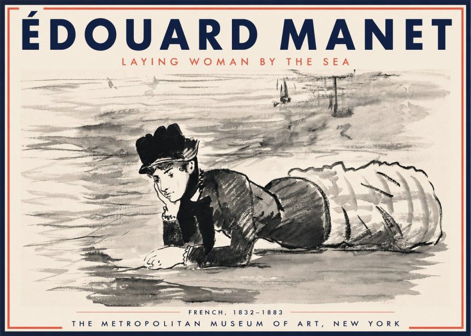 Édouard Manet Laying Woman by the Sea No3 - Plakat