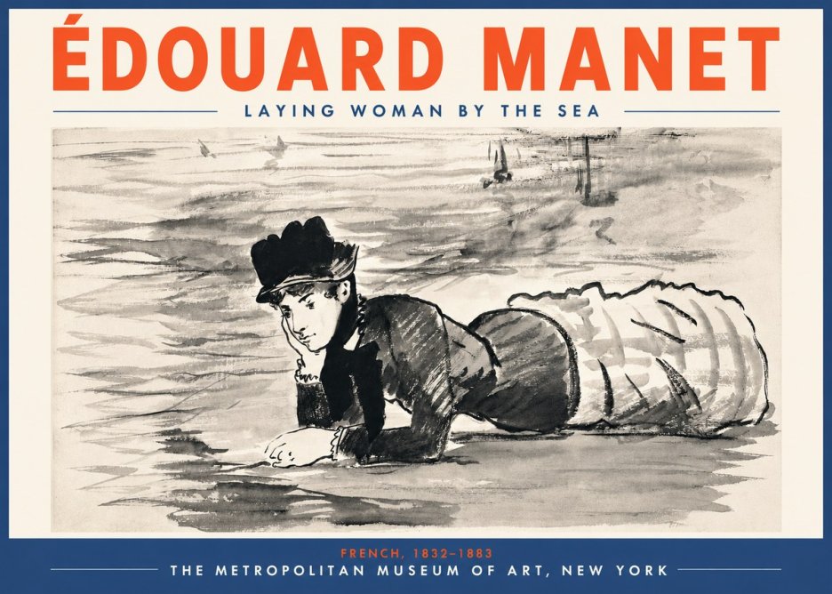 Édouard Manet Laying Woman by the Sea No5 - Plakat