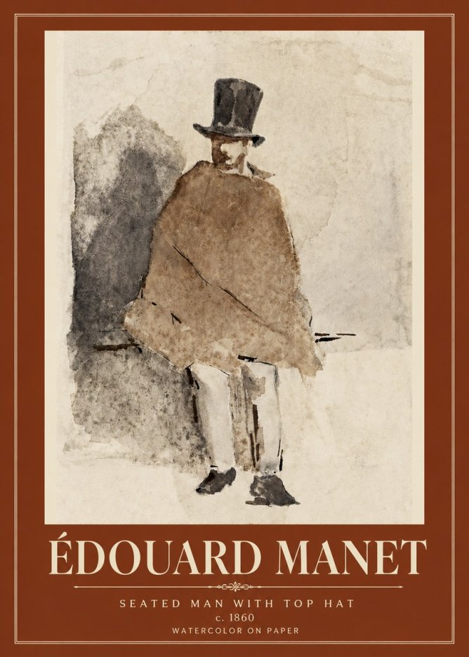 Édouard Manet Seated Man with Top Hat No6 - Plakat