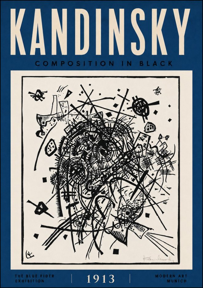 Kandinsky Composition in Black No5 - Plakat