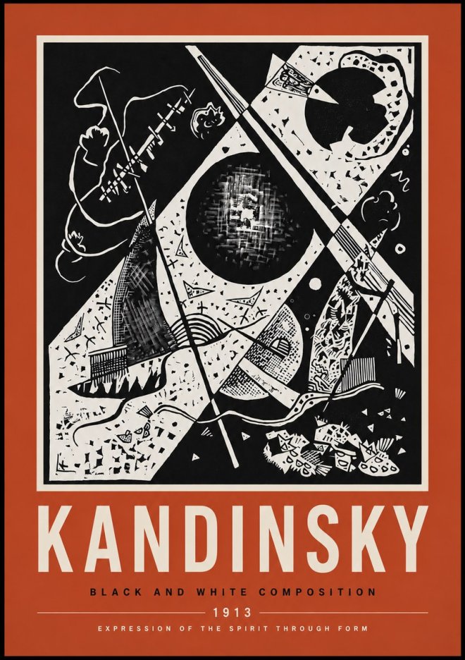 Kandinsky Black and White Composition No6 - Plakat