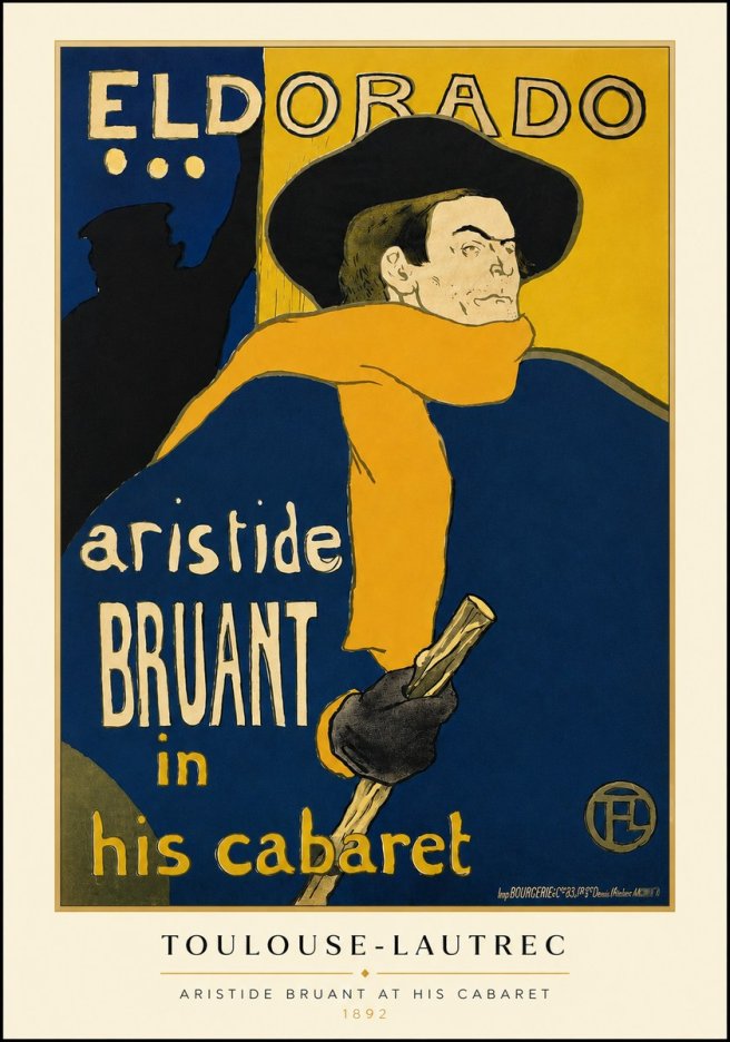 Toulouse-Lautrec Aristide Bruant at His Cabaret No3 - Plakat