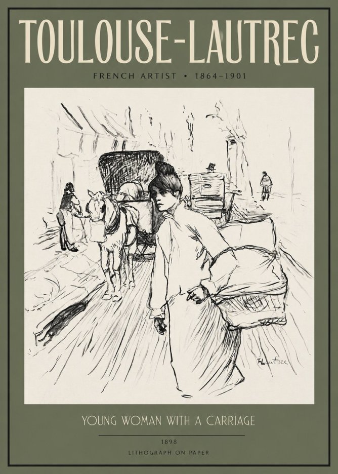 Toulouse-Lautrec Young Woman with a Carriage No2 - Plakat