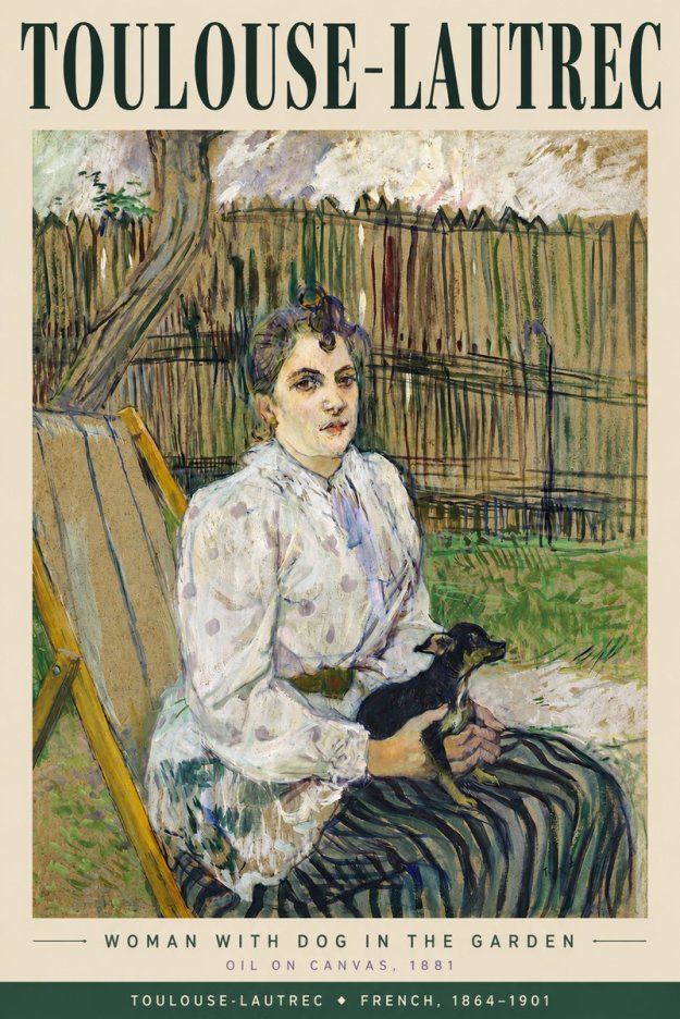 Toulouse-Lautrec Woman with Dog in the Garden No3 - Plakat