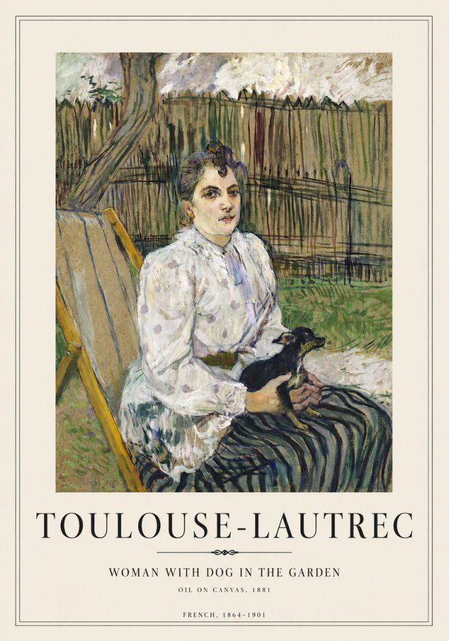Toulouse-Lautrec Woman with Dog in the Garden No4 - Plakat