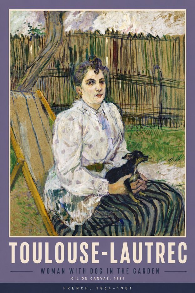 Toulouse-Lautrec Woman with Dog in the Garden No5 - Plakat