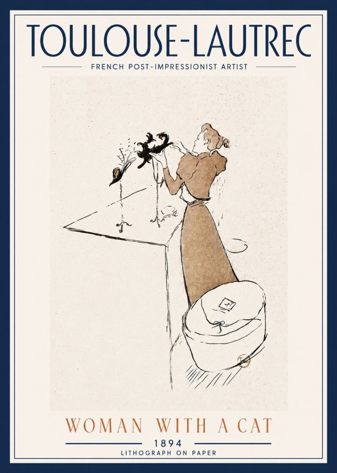 Toulouse-Lautrec Woman with a Cat No5 - Plakat