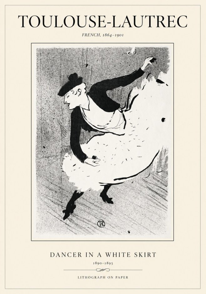 Toulouse-Lautrec Dancer in a White Skirt No1 - Plakat