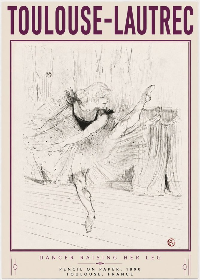 Toulouse-Lautrec Dancer Raising Her Leg No4 - Plakat