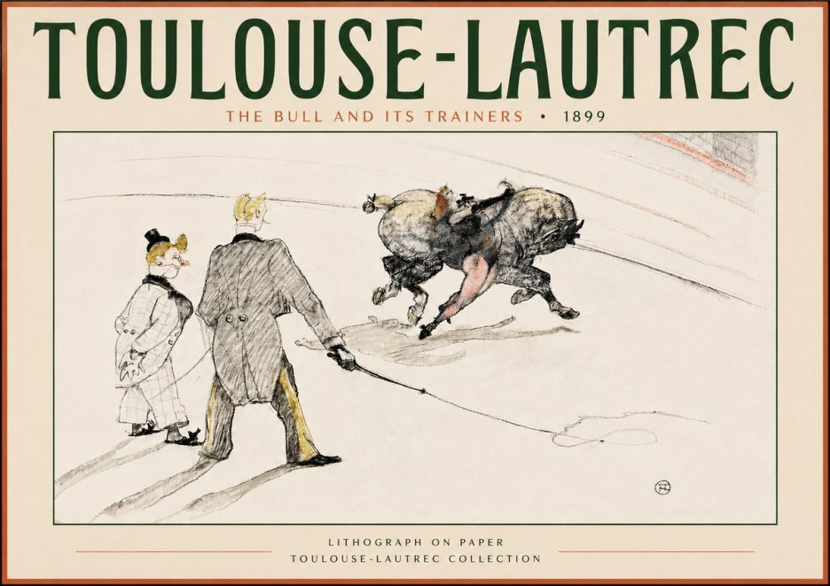 Toulouse-Lautrec The Bull and Its Trainers No4 - Plakat
