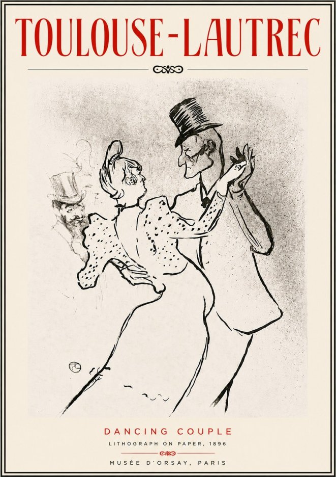 Toulouse-Lautrec Dancing Couple No5 - Plakat