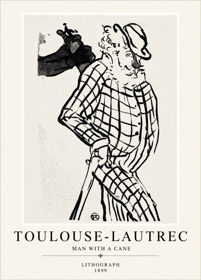 Toulouse-Lautrec Man with a Cane No4 - Plakat