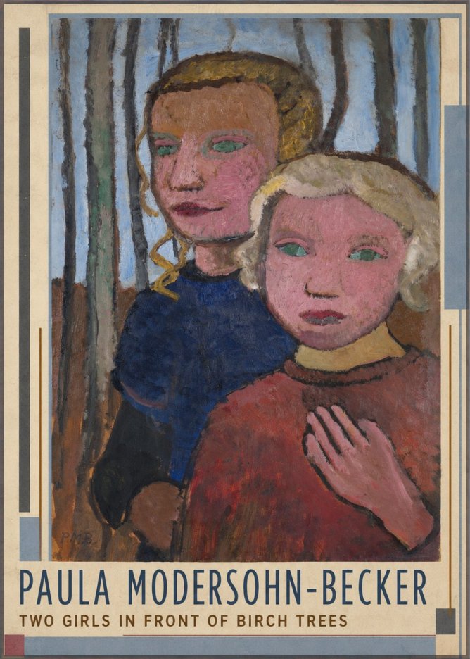 Paula Modersohn-Becker Two Girls in Front of Birch Trees No1 - Plakat