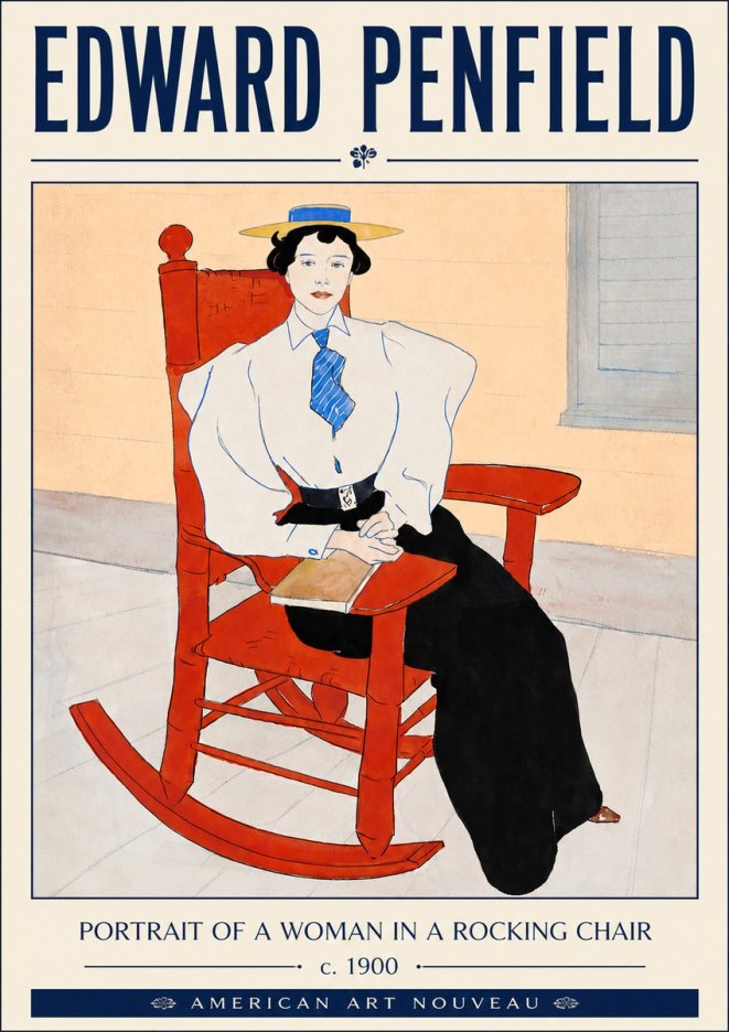 Edward Penfield Portrait of a Woman in a Rocking Chair No4 - Plakat
