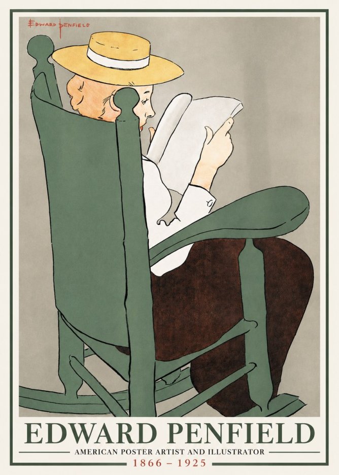 Edward Penfield Reading Woman in a Rocking Chair No2 - Plakat