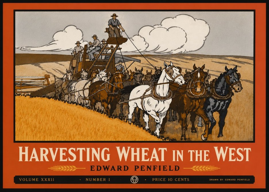 Edward Penfield Harvesting Wheat in the West No2 - Plakat