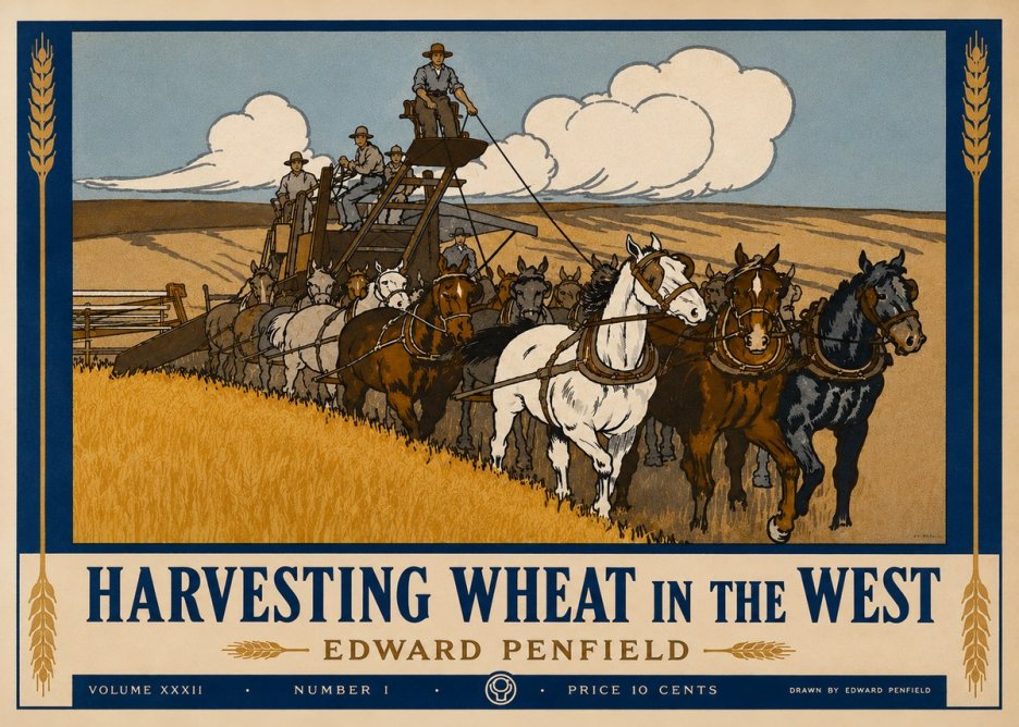 Edward Penfield Harvesting Wheat in the West No3 - Plakat