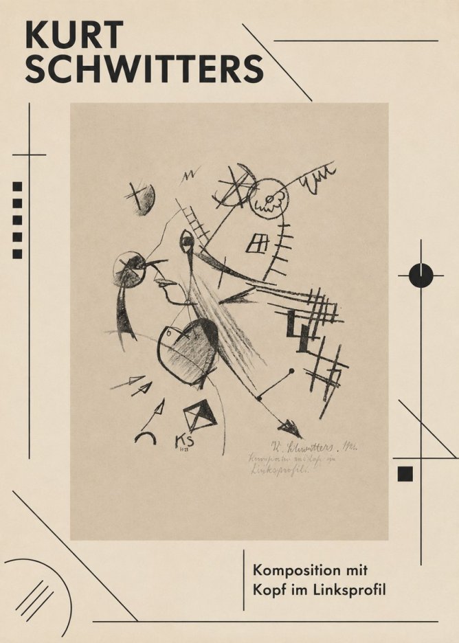 Kurt Schwitters Komposition Mit Kopf Im Linksprofil No1 - Plakat