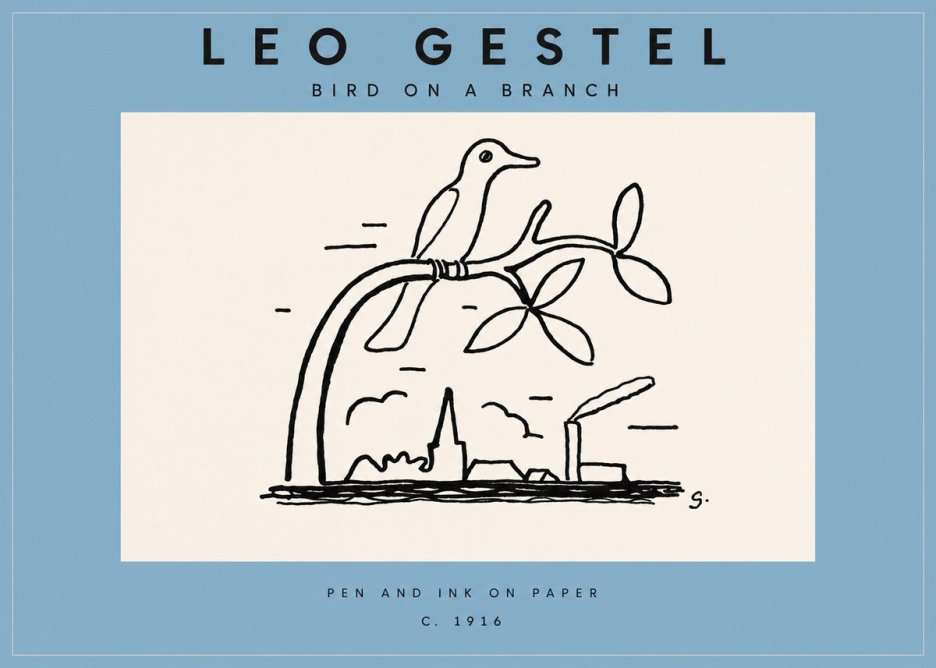 Leo Gestel Bird on a Branch No3 - Plakat