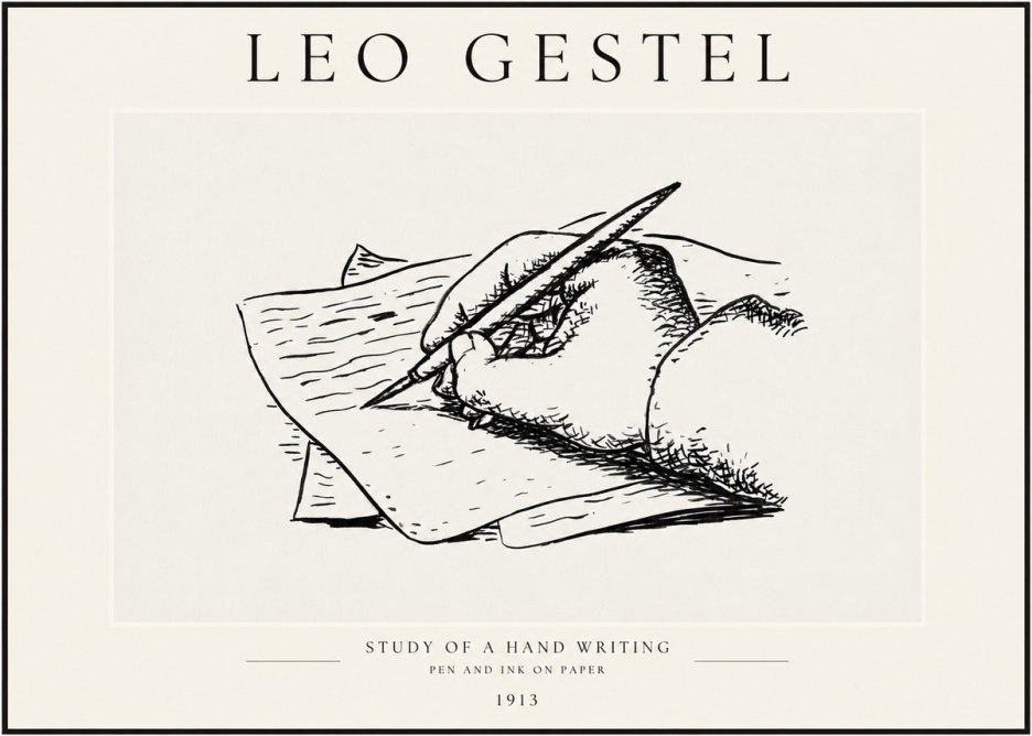 Leo Gestel Study of a Hand Writing No1 - Plakat