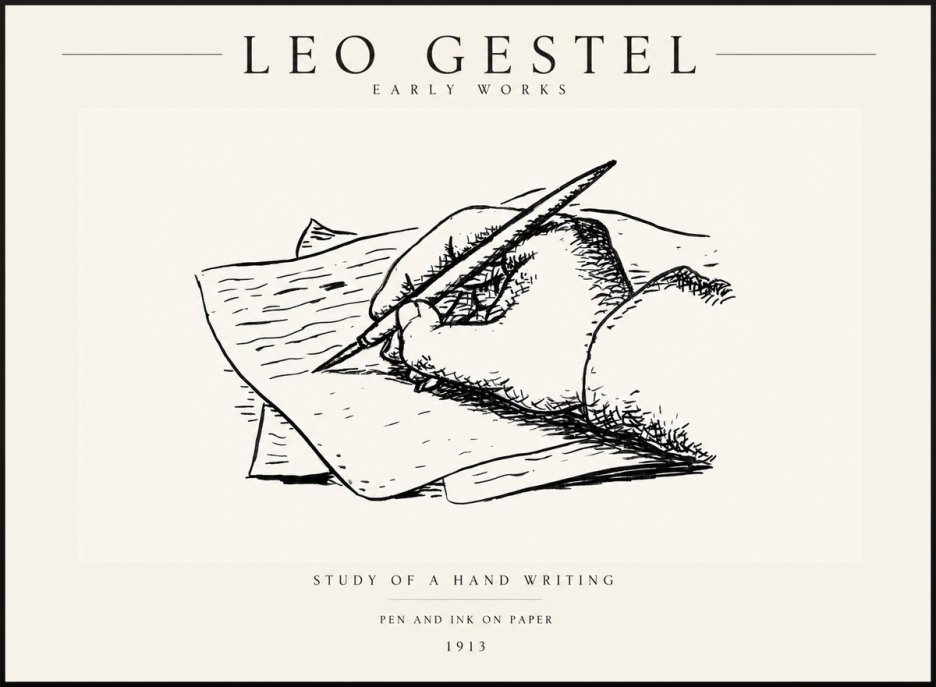 Leo Gestel Study of a Hand Writing No3 - Plakat