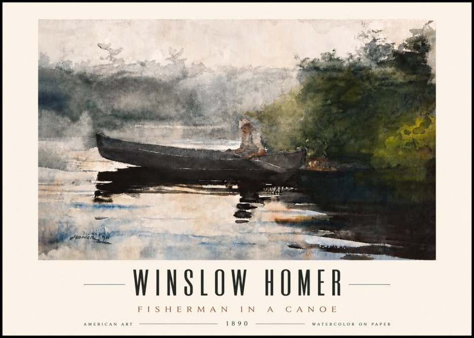 Winslow Homer Fisherman in a Canoe No5 - Plakat