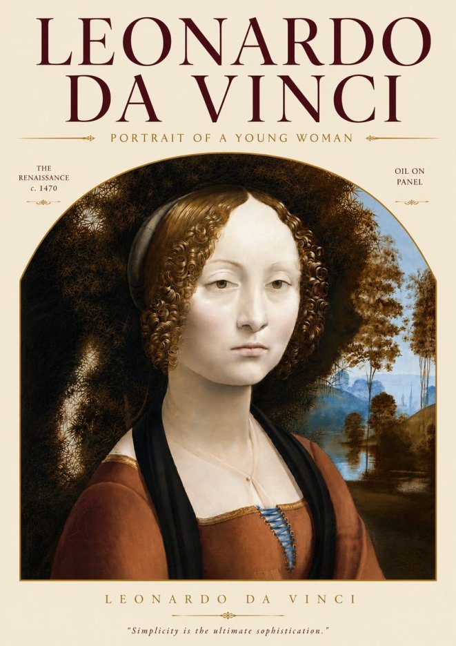 Leonardo da Vinci Portrait of a Young Woman I No4 - Plakat