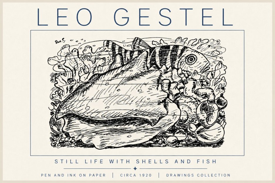 Leo Gestel Still Life with Shells and Fish No6 - Plakat