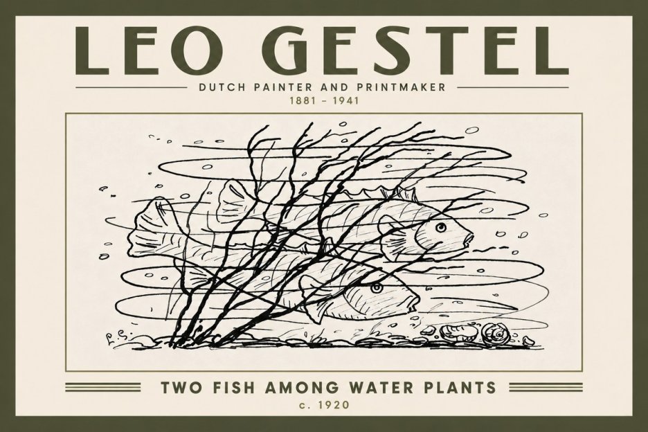 Leo Gestel Two Fish Among Water Plants No6 - Plakat