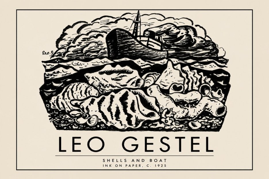 Leo Gestel Shells and Boat No2 - Plakat