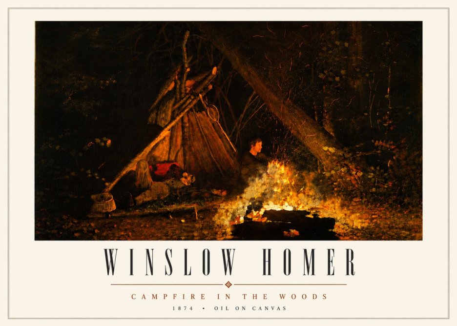 Winslow Homer Campfire in the Woods No5 - Plakat