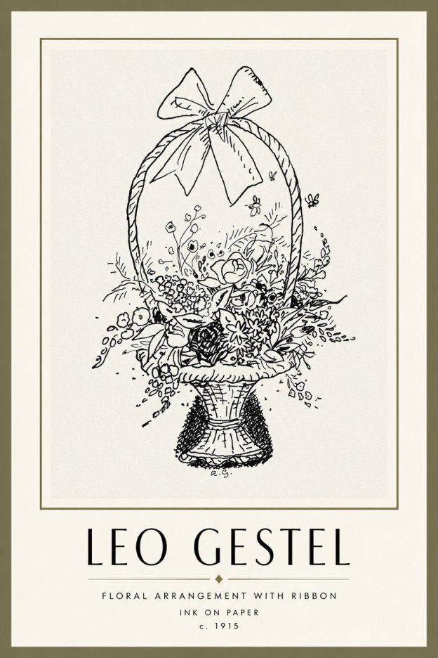 Leo Gestel Floral Arrangement with Ribbon No4 - Plakat