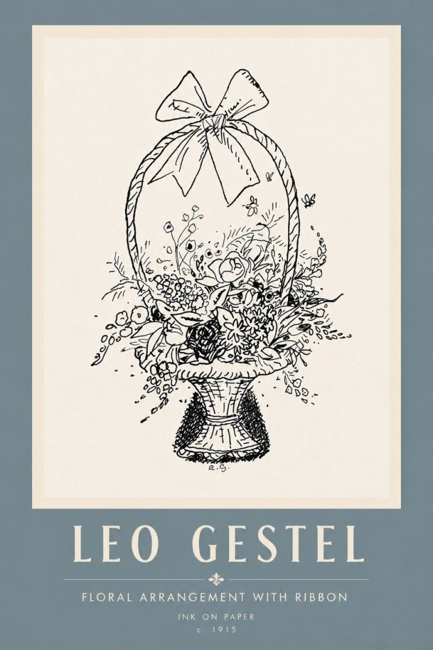 Leo Gestel Floral Arrangement with Ribbon No5 - Plakat