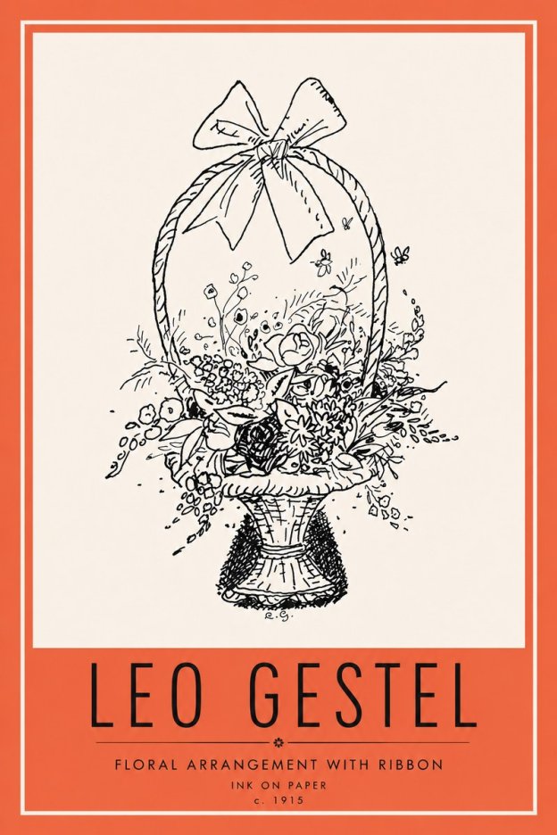 Leo Gestel Floral Arrangement with Ribbon No6 - Plakat
