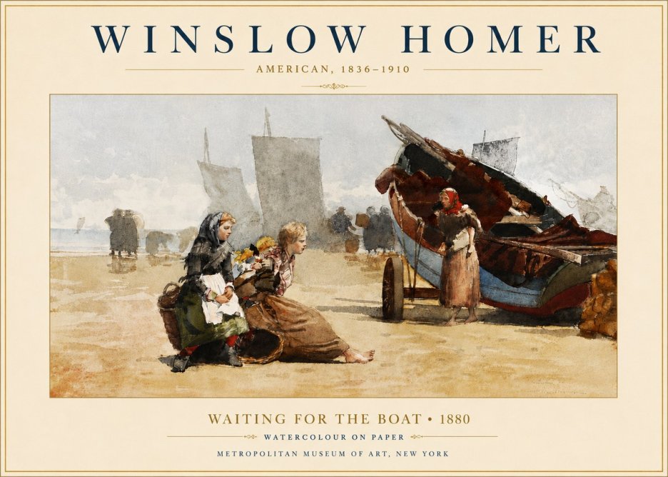 Winslow Homer Waiting for the Boat No4 - Plakat