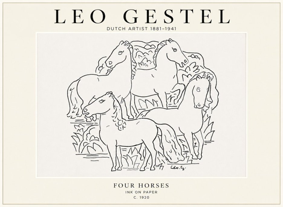 Leo Gestel Four Horses No1 - Plakat