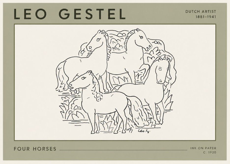 Leo Gestel Four Horses No3 - Plakat