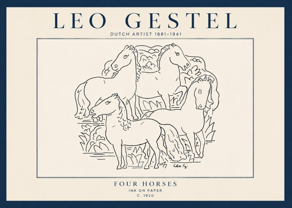 Leo Gestel Four Horses No5 - Plakat