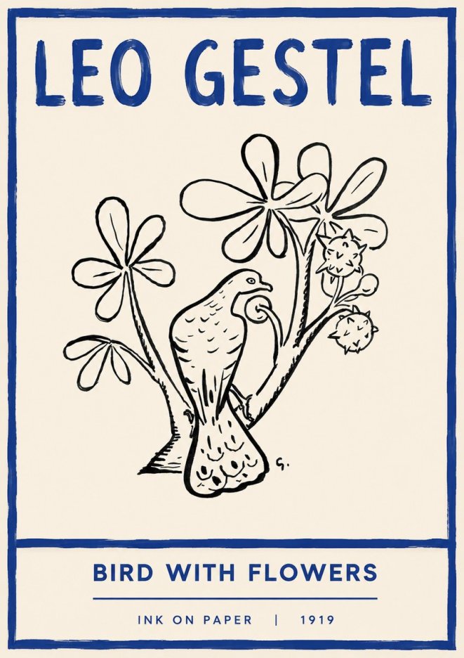 Leo Gestel Bird with Flowers No4 - Plakat