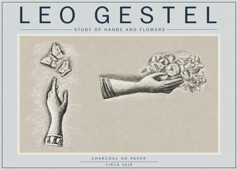 Leo Gestel Study of Hands and Flowers No4 - Plakat