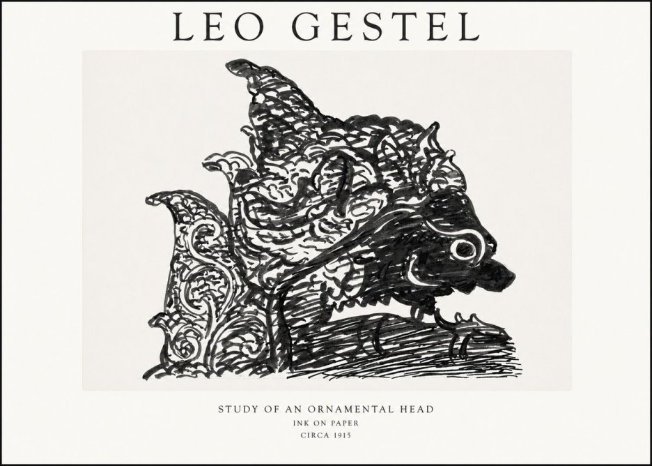 Leo Gestel Study of an Ornamental Head No1 - Plakat