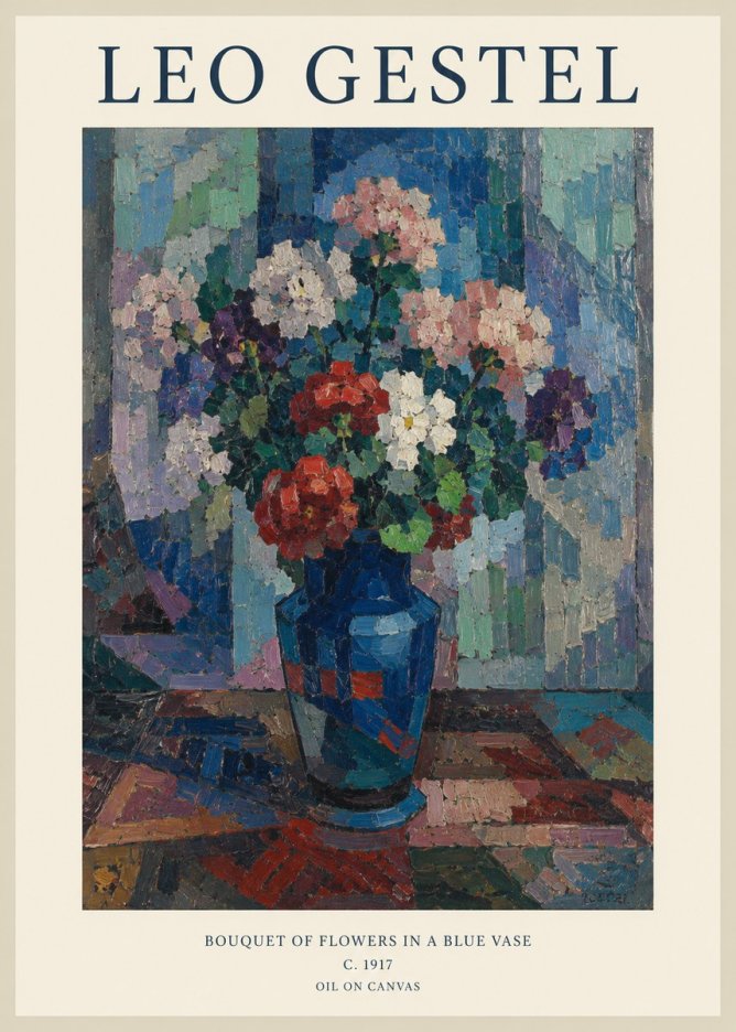 Leo Gestel Bouquet of Flowers in a Blue Vase No1 - Plakat