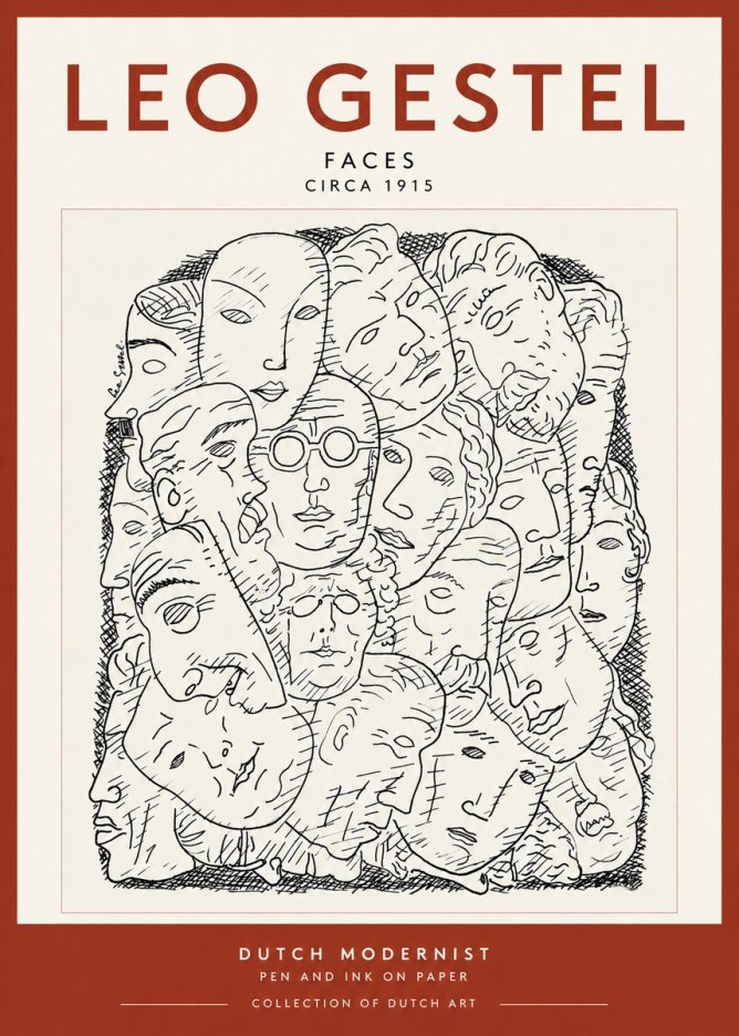 Leo Gestel Heads Ink Drawing No3 - Plakat