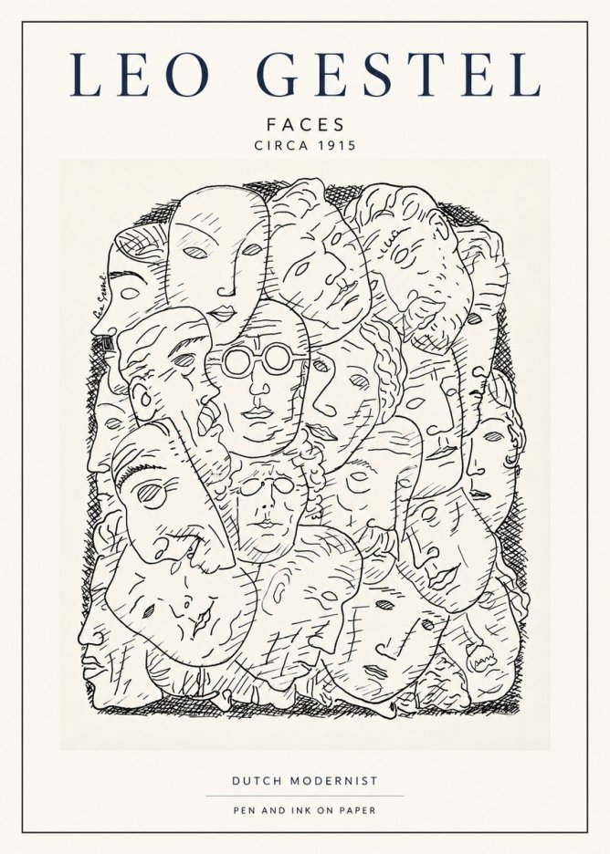 Leo Gestel Heads Ink Drawing No4 - Plakat