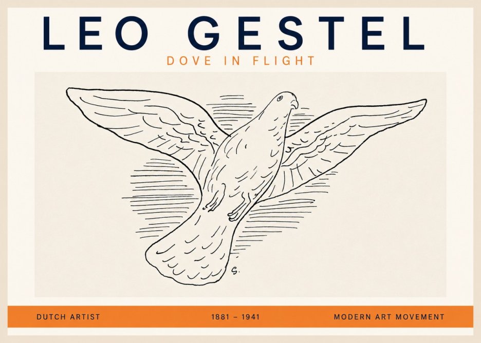 Leo Gestel Dove in Flight No2 - Plakat