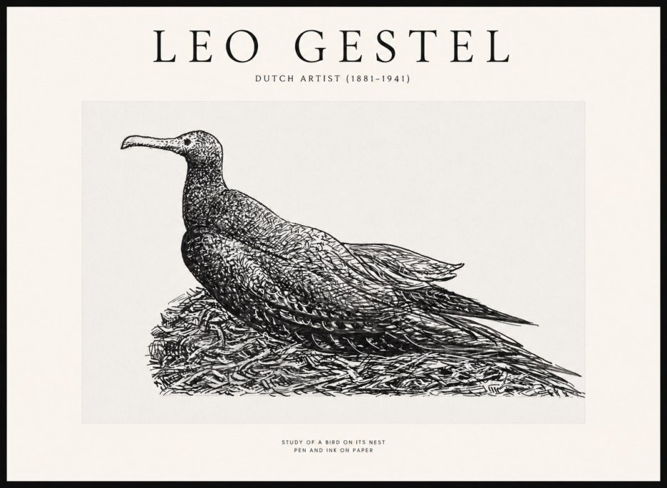Leo Gestel Study of a Bird on Its Nest No1 - Plakat