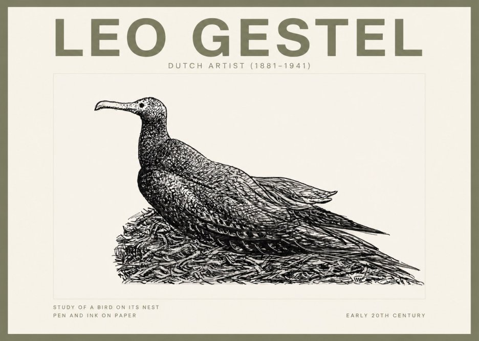 Leo Gestel Study of a Bird on Its Nest No2 - Plakat