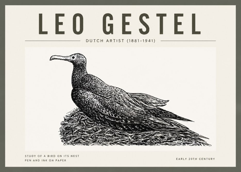 Leo Gestel Study of a Bird on Its Nest No4 - Plakat