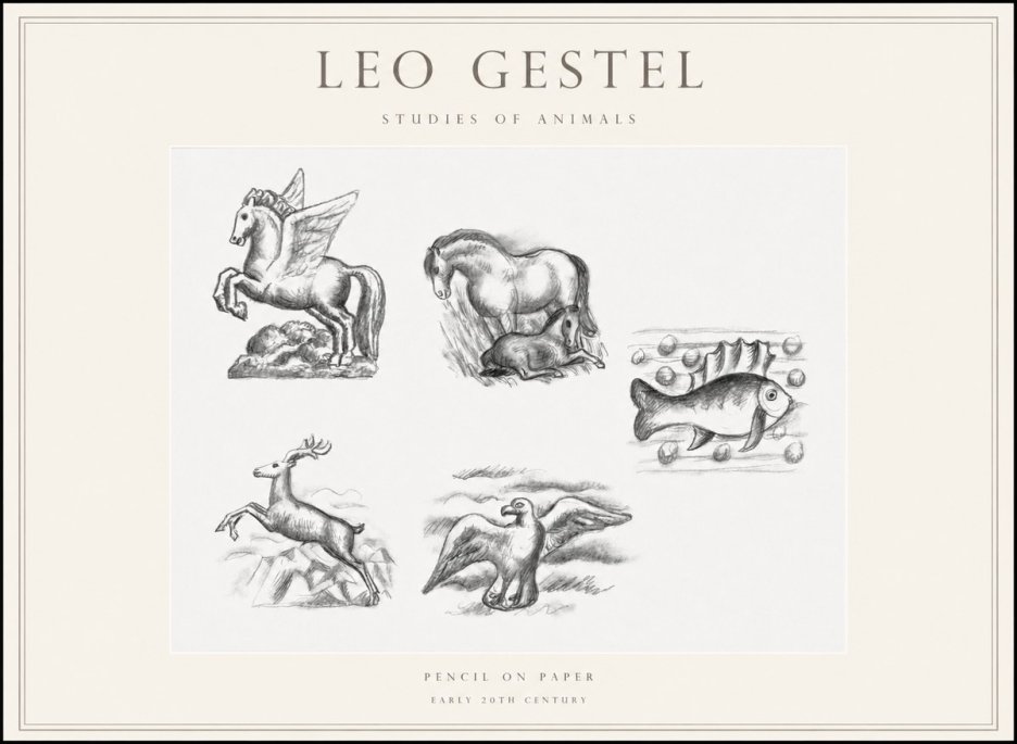 Leo Gestel Studies of Animals No1 - Plakat